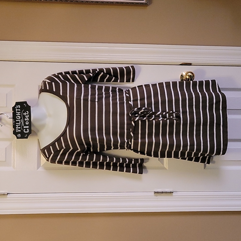 Banana Republic M Dress Striped Olive Green White T-Shirt